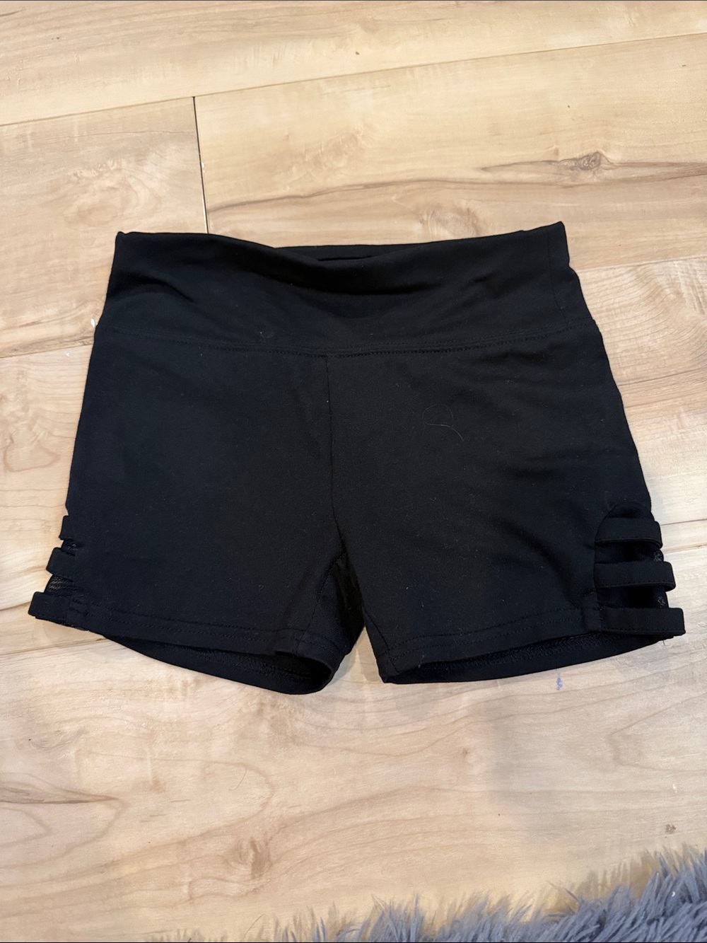 Black kids Active Shorts with Side Strap Detail